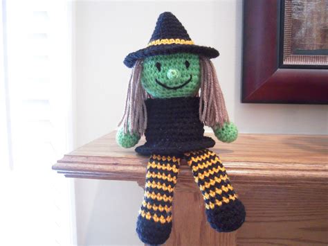 Crocheted witch figurine